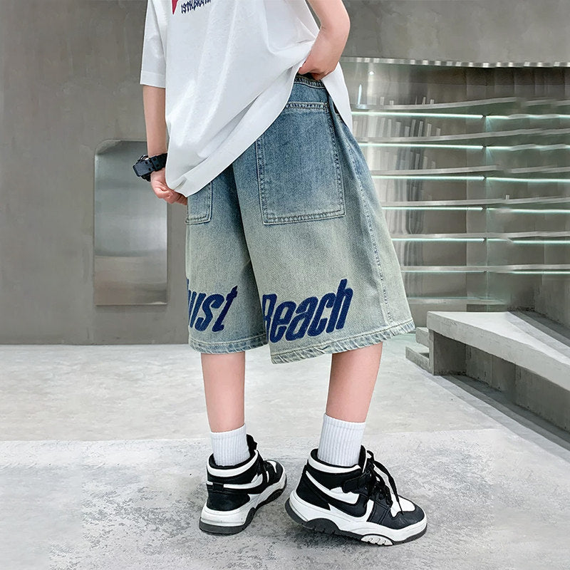 Jungen lässige Denim-Cargo-Shorts mit praktischen Taschen Echo Archiv