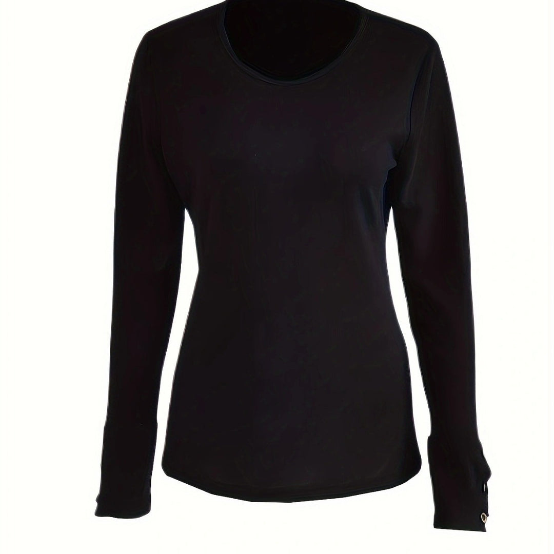 Damen Enganliegendes Langarmshirt mit Zierknöpfen an den Ärmelabschlüssen – Avérine