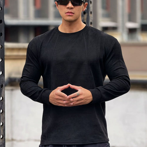 Herren Langarm Sportshirt mit nahtloser Verarbeitung und körperbetontem Schnitt Echoarchiv