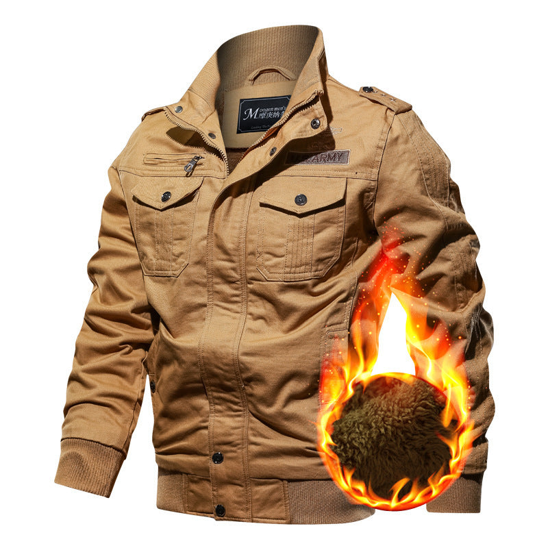 Herren Fieldblouson aus Canvas mit Epauletten, Utility‑Pattentaschen und geripptem Stehbund – Taviero