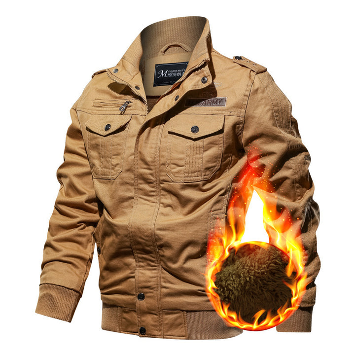 Herren Fieldblouson aus Canvas mit Epauletten, Utility‑Pattentaschen und geripptem Stehbund – Taviero