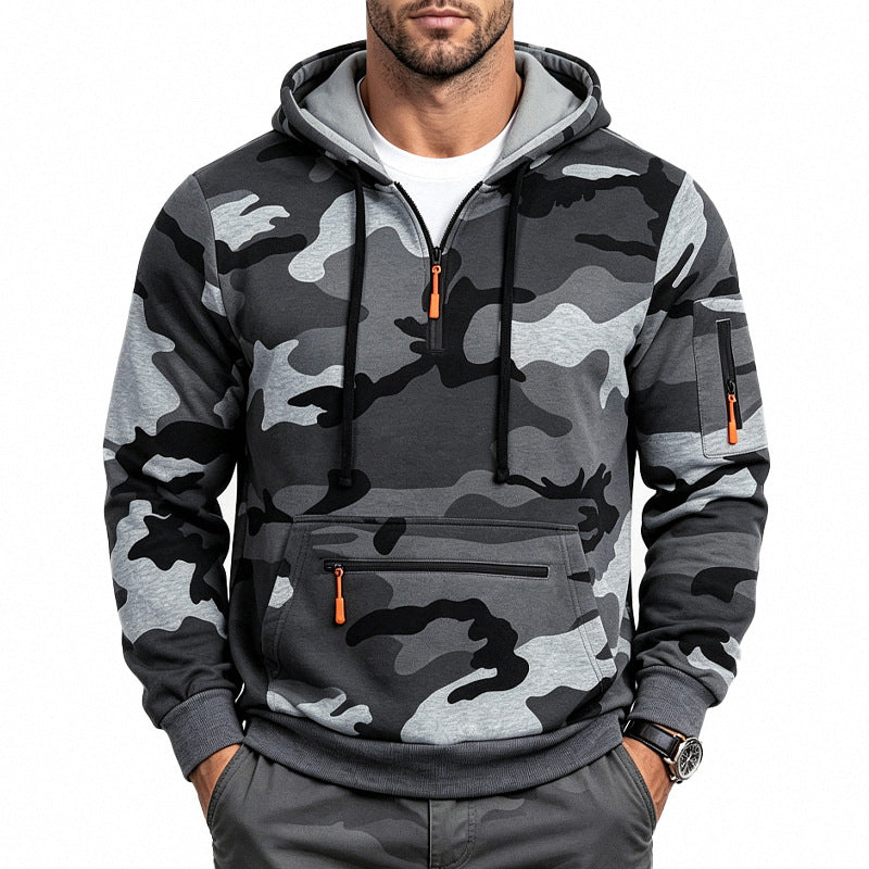 Herren Camouflage-Trainingsset mit Kapuzenpullover und Cargo-Jogginghose Echoarchiv