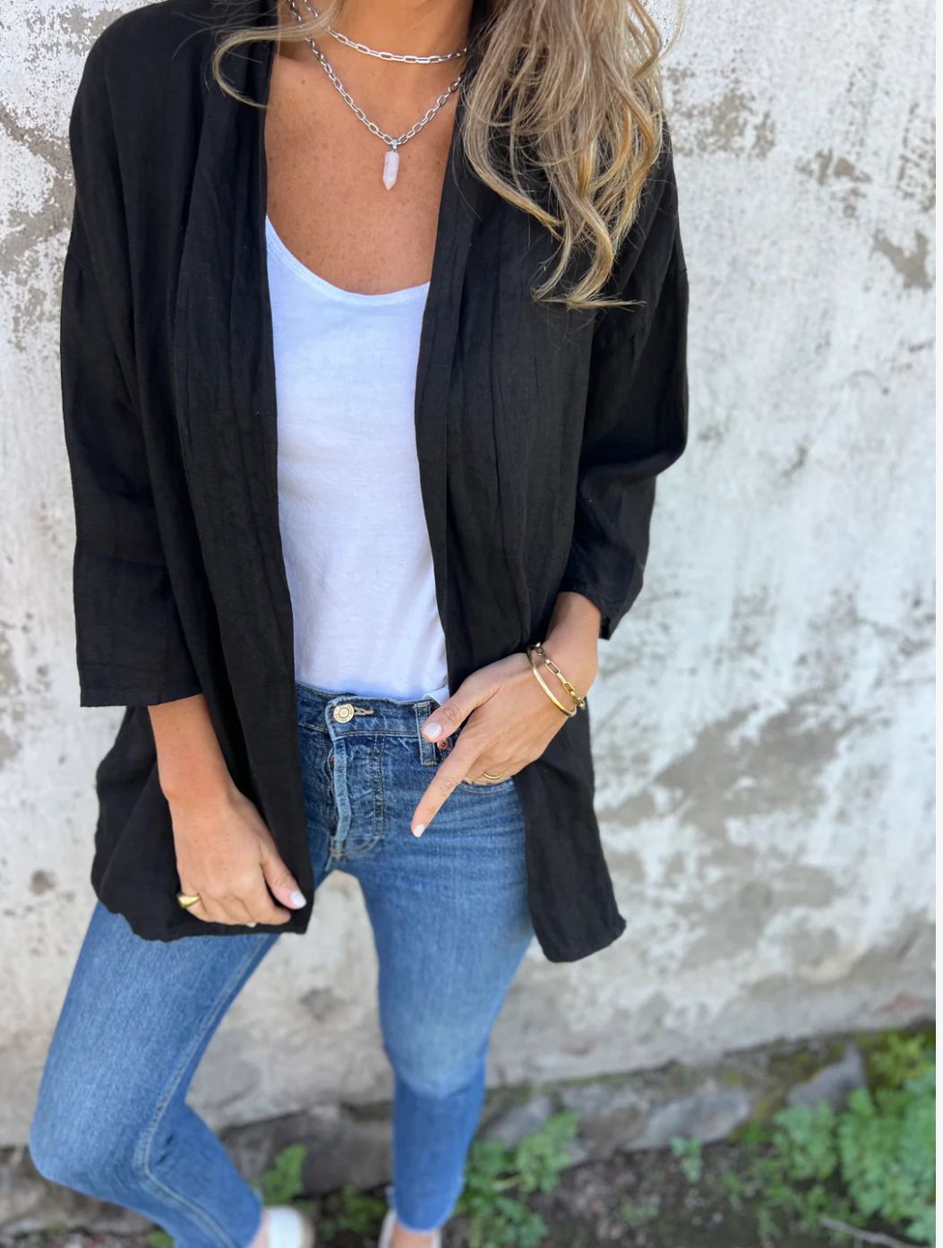 Damen lässige Sommerjacke aus leichtem Leinen Echoarchiv