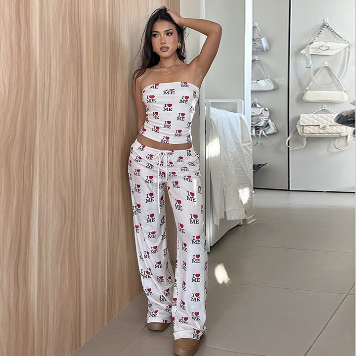 Damen lässige Druckhose mit elastischem Bund Echo Archiv