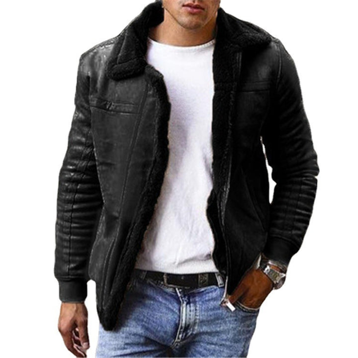 Herren Lammfellgefütterte Lederjacke im modernen Design Echoarchiv