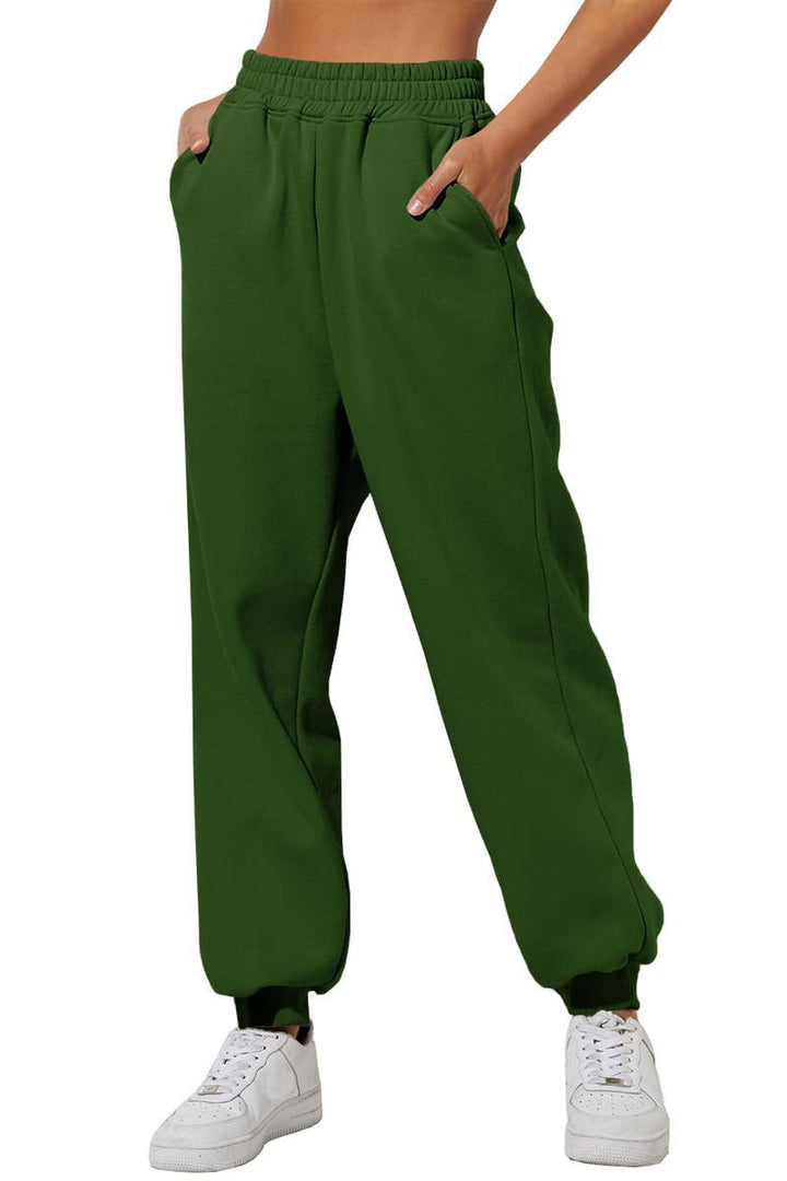 Damen nan lockere High‑Waist Jogginghose mit doppellagigem Komfortbund, seitlichen Eingrifftaschen und gerafften Knöchelbündchen Echo Archiv