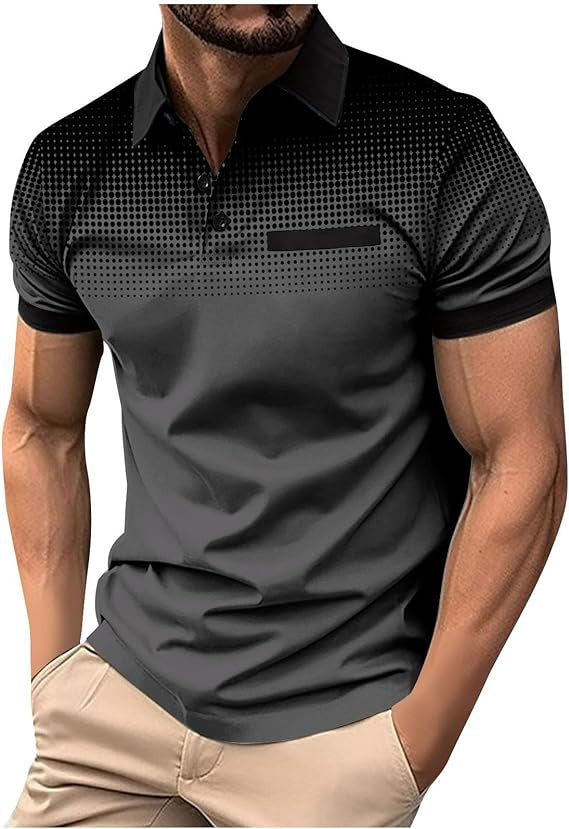 Herren Polo-Shirt mit kurzem Arm im Gradient-Muster Echoarchiv