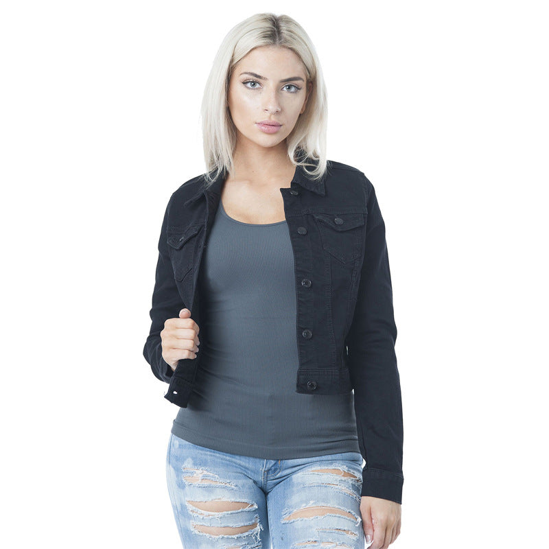 Damen klassische Denim-Jacke im modischen Schnitt mit Knopfdetails Echo Archiv
