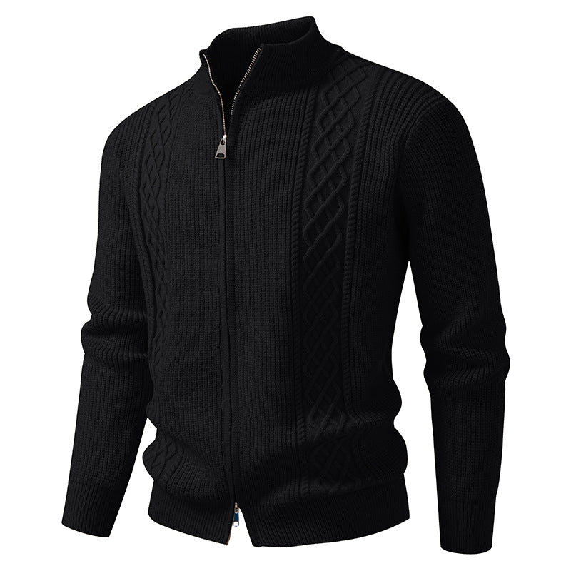 Herren nan Zip-Strickjacke mit dekorativem Zopfmuster, Stehkragen und elastischen Bündchen Echo Archiv