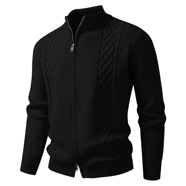 Herren nan Zip-Strickjacke mit dekorativem Zopfmuster, Stehkragen und elastischen Bündchen Echo Archiv