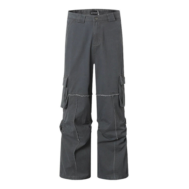 Damen Weite Cargo-Culotte-Hose mit hoher Taille, Multi‑Taschen und sichtbaren Nahtdetails Echoarchiv