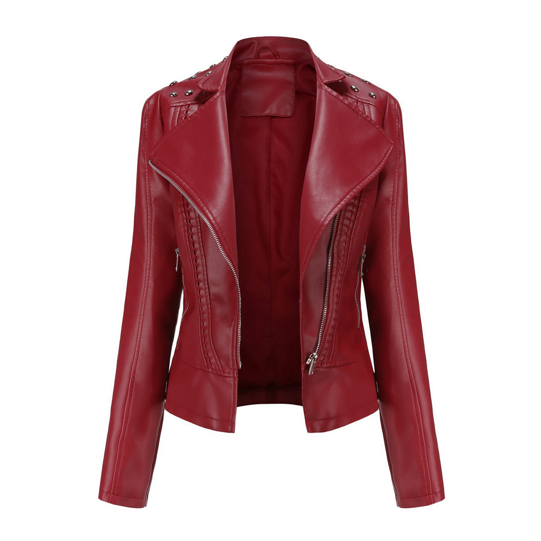 Damen nan Bikerjacke aus Kunstleder mit Nietenbesatz und asymmetrischem Reißverschluss Echo Archiv