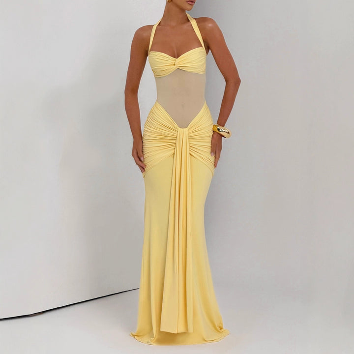 Damen Elegantes Maxikleid mit Raffhalterung und figurformenden Details Echo Archiv