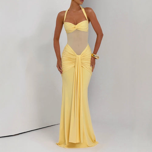 Damen Elegantes Maxikleid mit Raffhalterung und figurformenden Details Echo Archiv