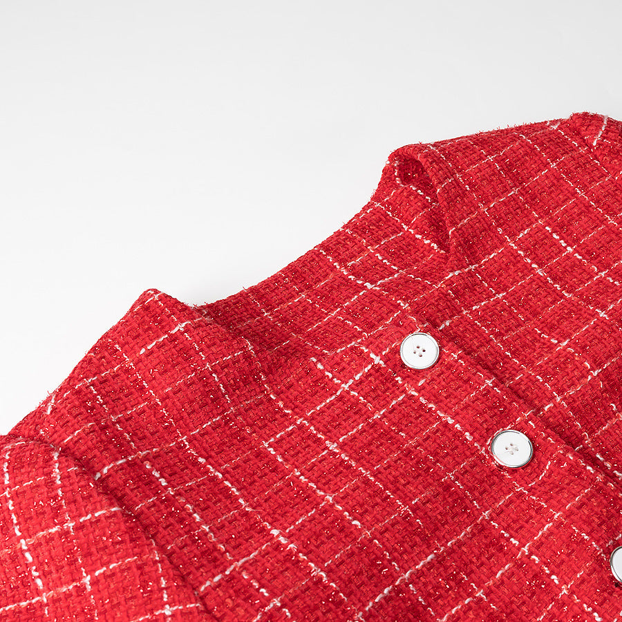 Damen Kurzgeschnittener Bouclé‑Tweed‑Blazer mit Rundhals, Zierknöpfen und aufgesetzten Taschen Echo Archiv