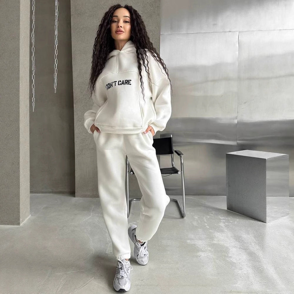 Damen Oversized Hoodie- und Jogginghose-Set aus French-Terry mit Statement-Print – Auréline