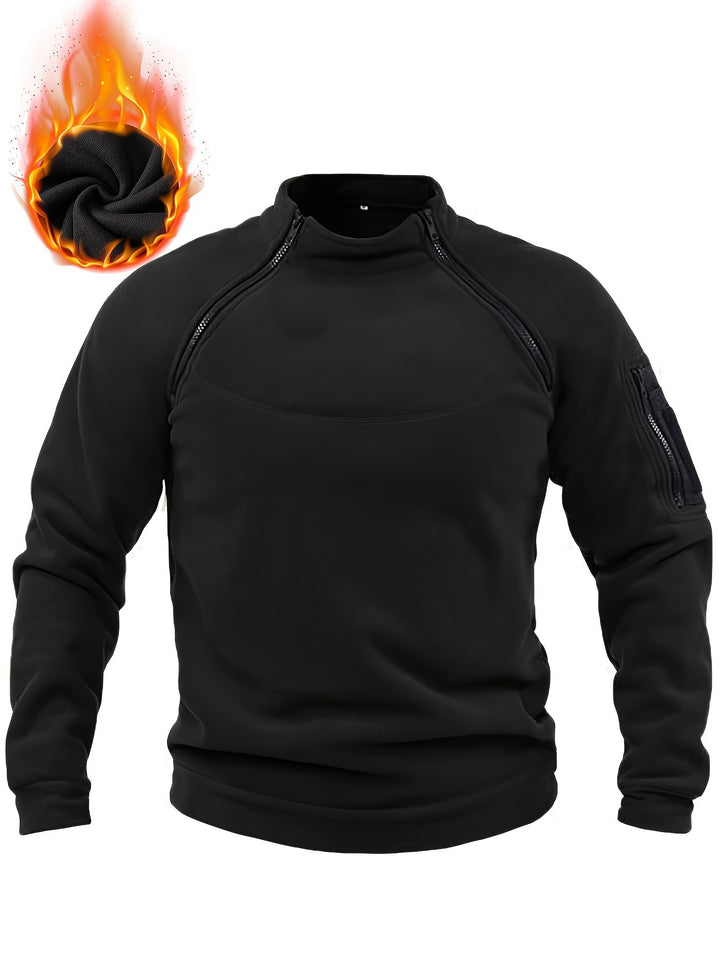 Herren Thermischer Fleece‑Halbzippullover mit Utility‑Ärmeltasche & Schulterreißverschlüssen Echo Archiv