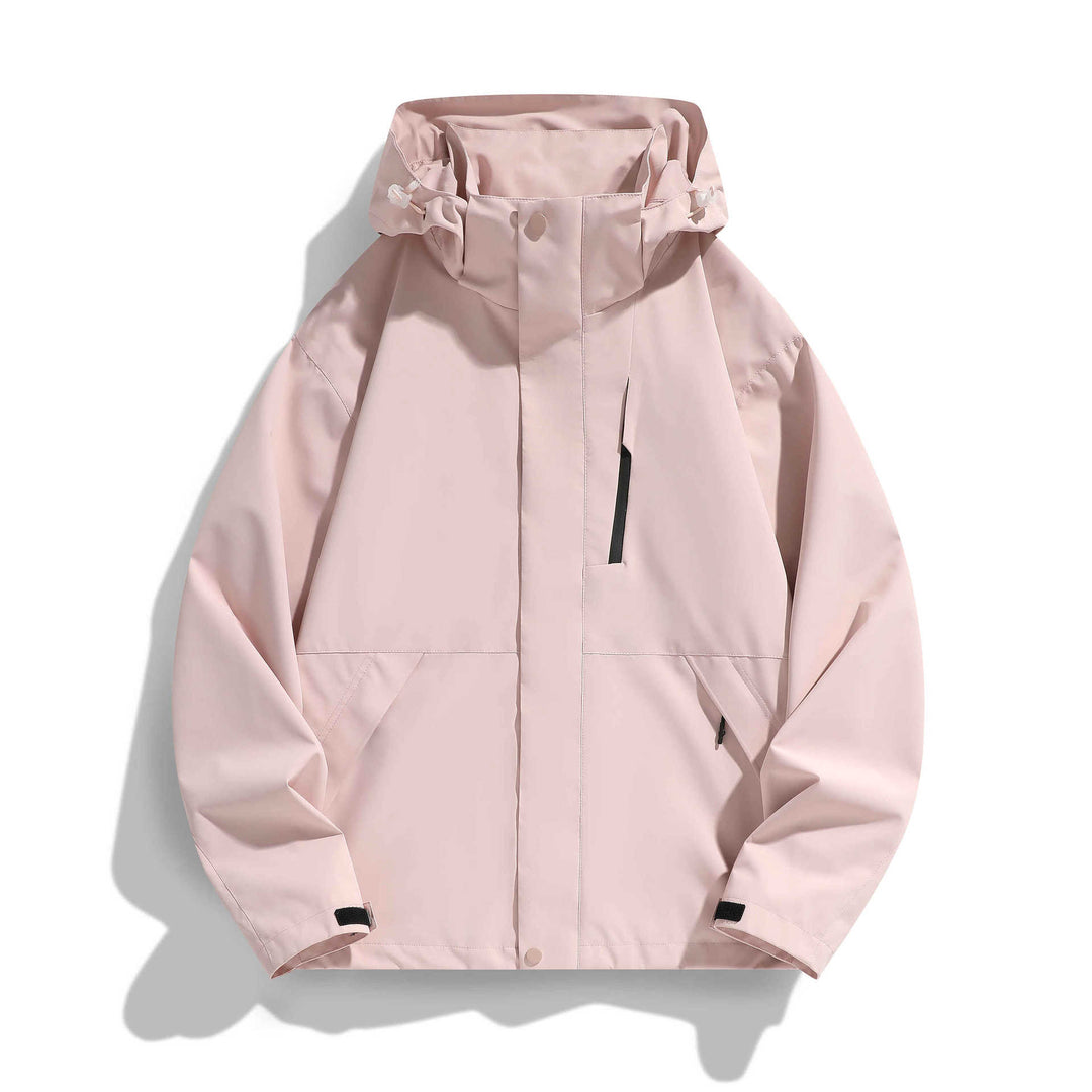Damen Wasserabweisende Kapuzen‑Übergangsjacke mit verstellbarer Kapuze, verdeckter Frontblende und Multifunktionstaschen Echo Archiv