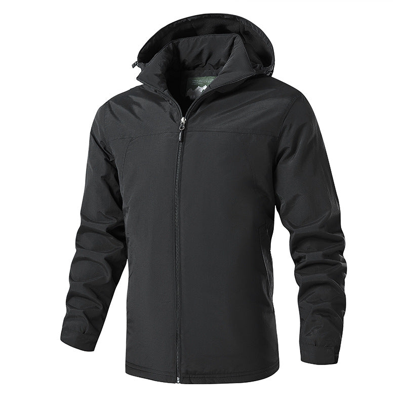 Herren Atmungsaktive Softshell-Regenjacke mit Kapuze und durchgehendem Reißverschluss Echo Archiv