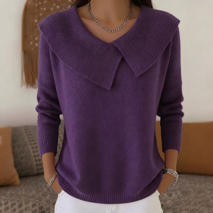 Damen nan grobgestrickter Pullover mit übergroßem Matrosenkragen und gerippten Abschlüssen Echo Archiv
