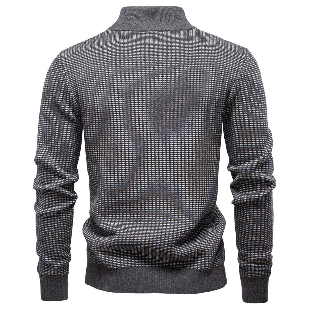 Herren Strickpullover mit modernem Zipper und strukturiertem Design Echoarchiv