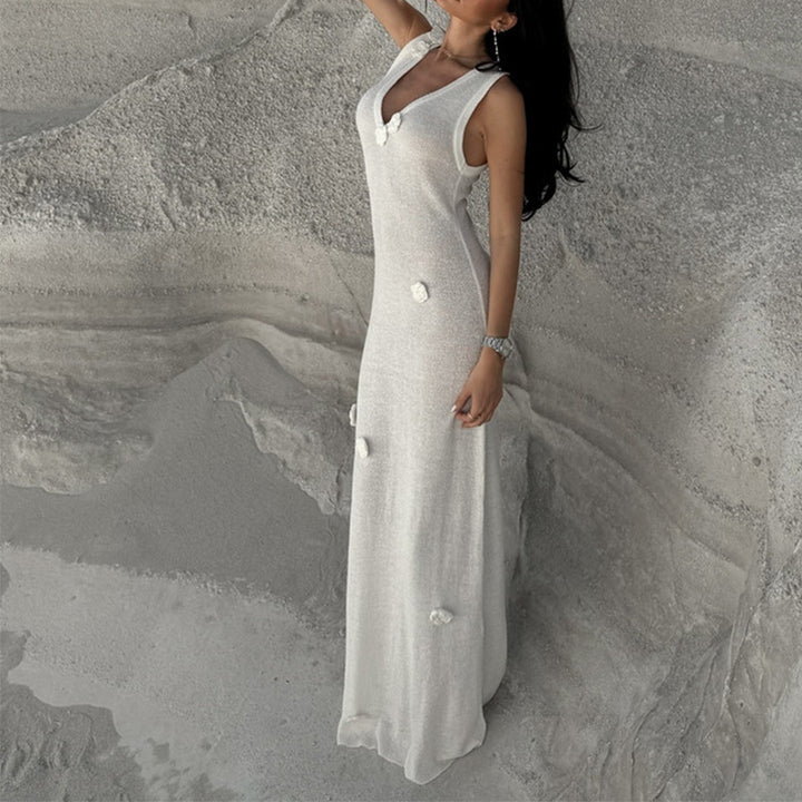 Damen Maxi-Strickkleid mit raffinierten Blumenapplikationen Echo Archiv