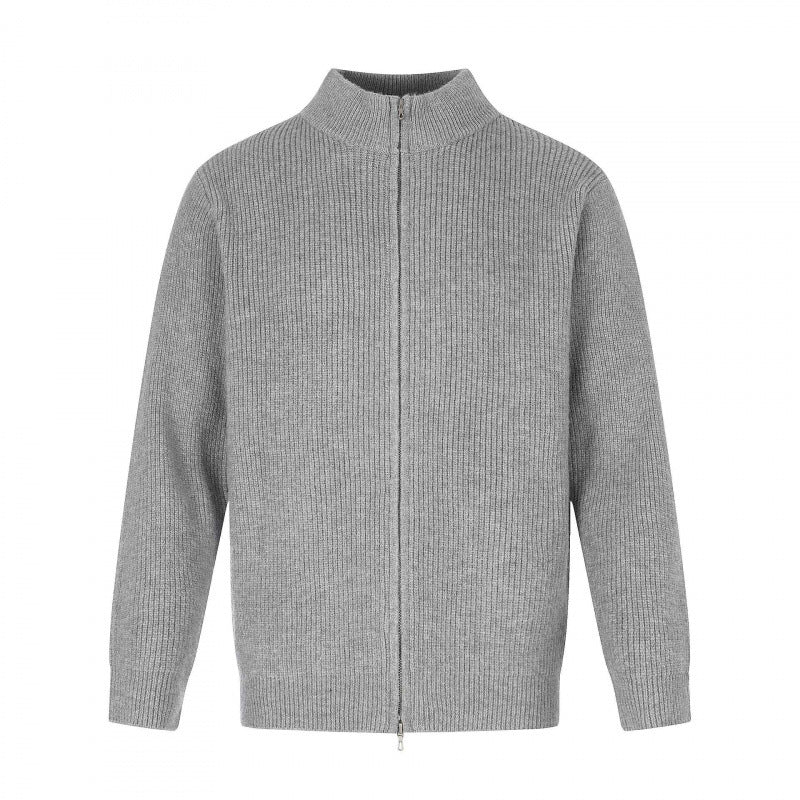 Unisex Reißverschluss-Strickjacke im Boxy‑Cut mit Stehkragen und Rippenstruktur Echo Archiv