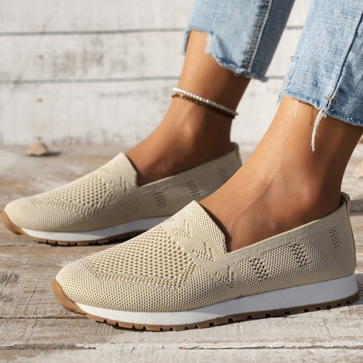 Damen Atmungsaktive Strick-Slipper mit Memory-Fußbett und rutschfester Laufsohle – Lioré