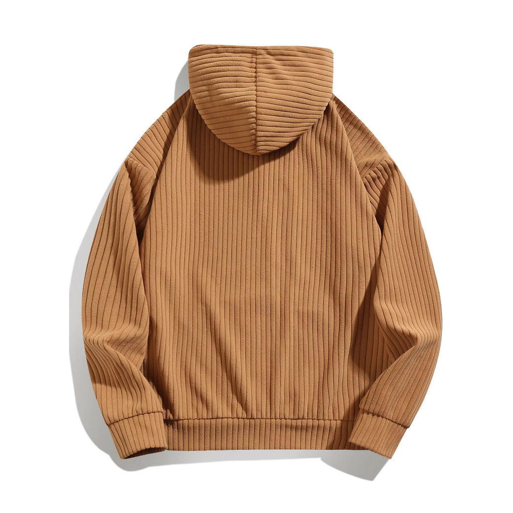 Herren lässiger Kapuzenpullover mit geripptem Design und praktischen Taschen Echoarchiv