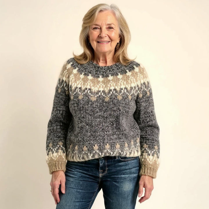 Damen nan kuscheliger Norweger-Strickpullover mit Stehkragen und Oversize-Passform Echo Archiv