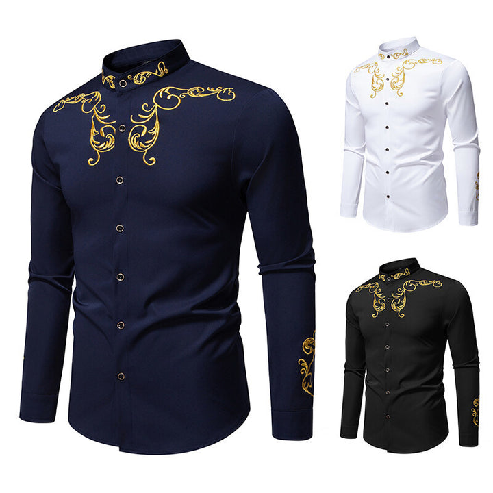 Herren Langarmshirt mit elegantem Stickereidesign Echoarchiv