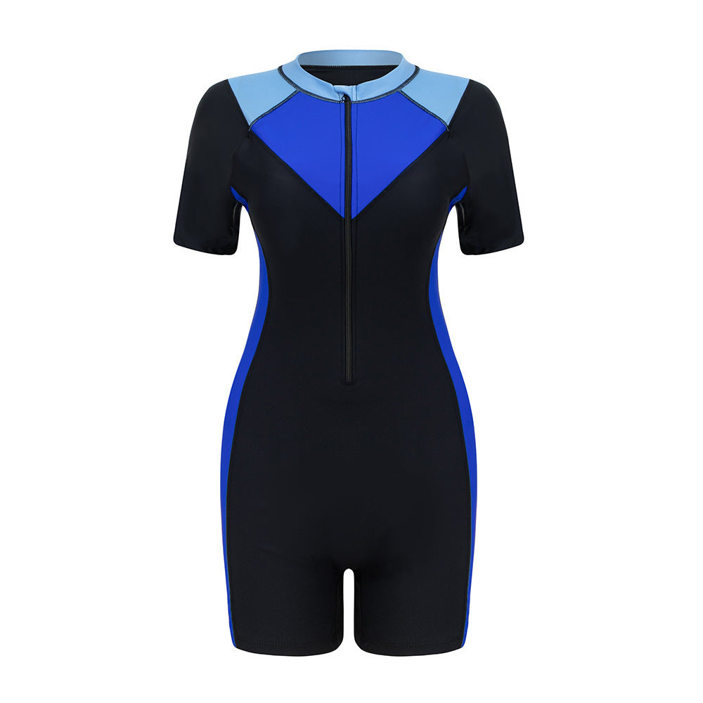 Damen Sportlicher Schwimmanzug mit kurzem Arm und stylischem Farbkontrast Echo Archiv
