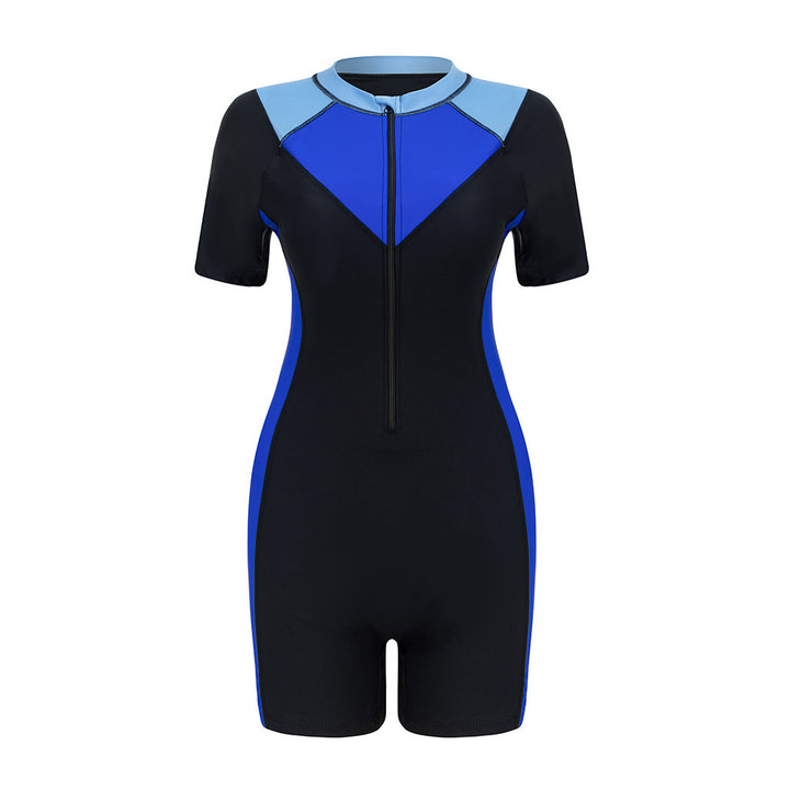 Damen Sportlicher Schwimmanzug mit kurzem Arm und stylischem Farbkontrast Echo Archiv