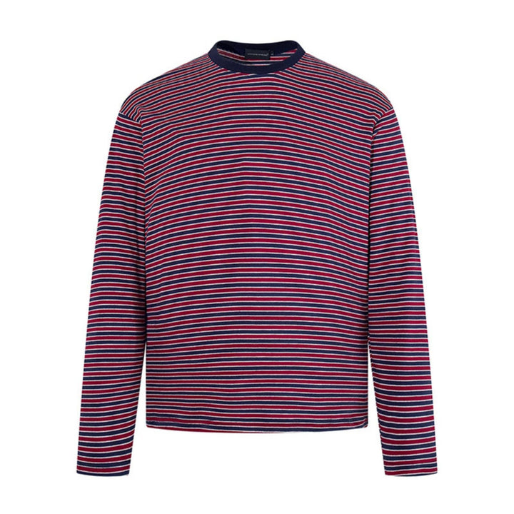 Herren Gestreiftes Langarmshirt aus Baumwollmischung mit Rundhalsausschnitt und Relaxed-Fit Echoarchiv