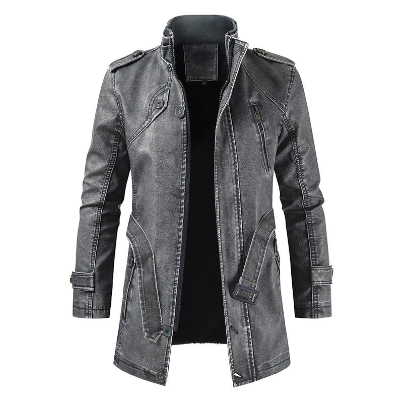 Herren modische Biker-Lederjacke mit asymmetrischem Reißverschluss und praktischen Taschen Echoarchiv