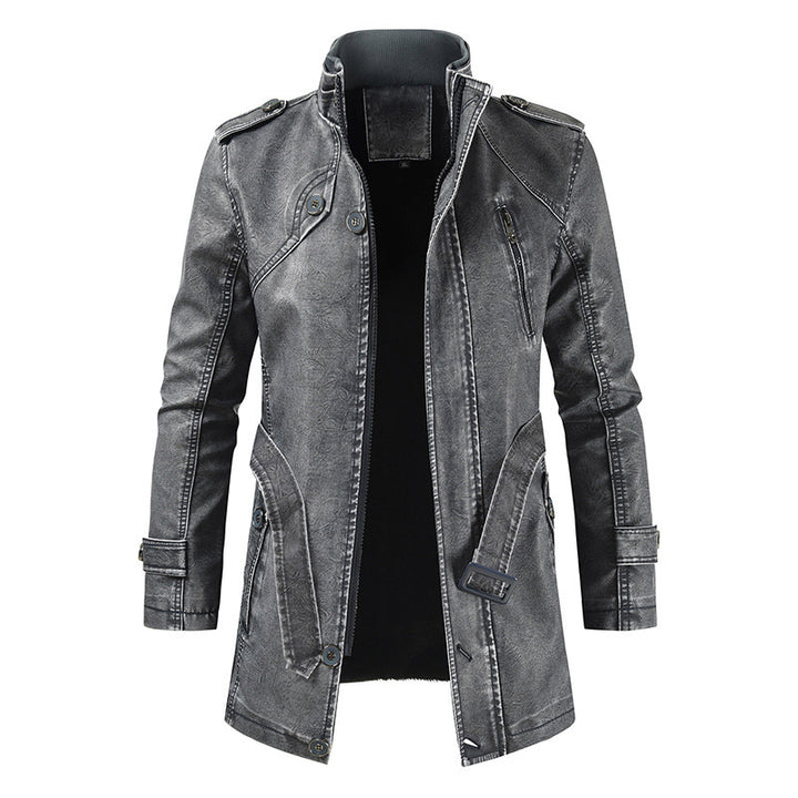 Herren modische Biker-Lederjacke mit asymmetrischem Reißverschluss und praktischen Taschen Echoarchiv