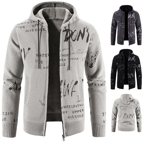 Herren modische Kapuzenjacke mit kreativem Print Echoarchiv
