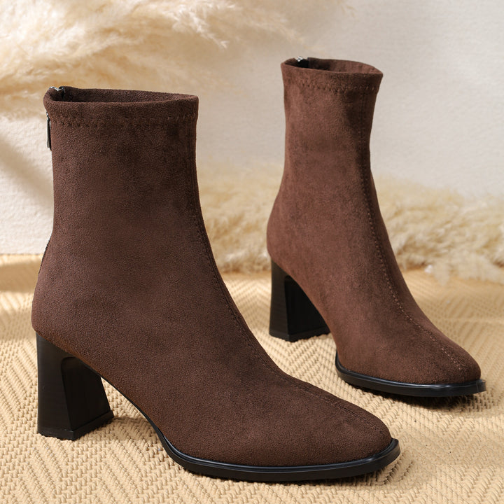 Damen Elegante Stiefeletten aus Wildleder mit Blockabsatz Echo Archiv