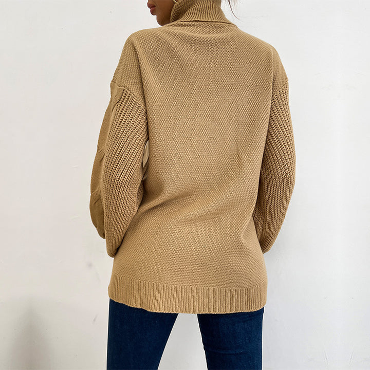Damen Rollkragenpullover mit Zopfmuster und Oversize-Silhouette Echoarchiv