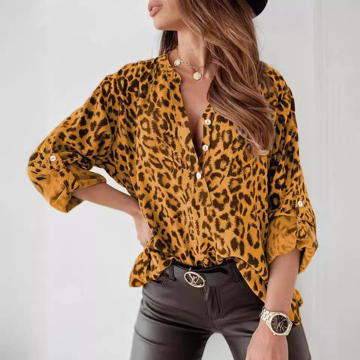 Damen Bluse im eleganten Animal-Print mit Raffungen – Élovi