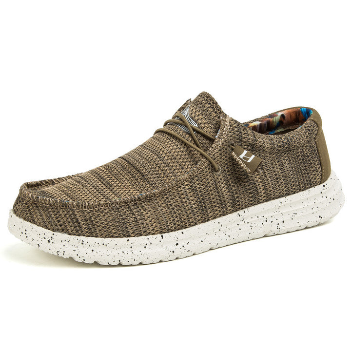 Herren Legerer Canvas-Mokassin-Slipper mit geflochtener Schnürung und gefleckter EVA-Sohle Echoarchiv