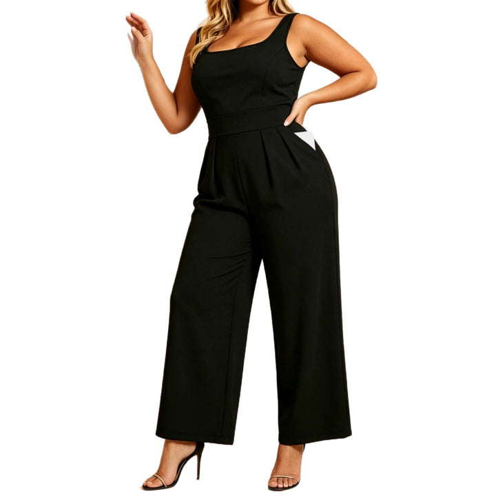 Damen Ärmelloser Jumpsuit mit weitem Culotte-Bein und tailliertem Bund echoarchiv-