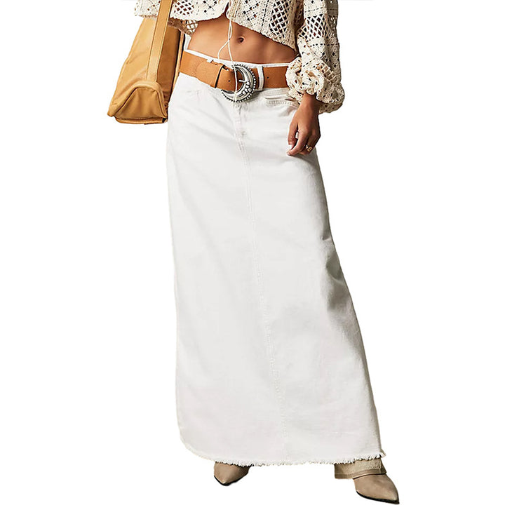 Damen Maxirock aus schwarzem Denim mit seitlichen Taschen und lässigem Schnitt Echo Archiv