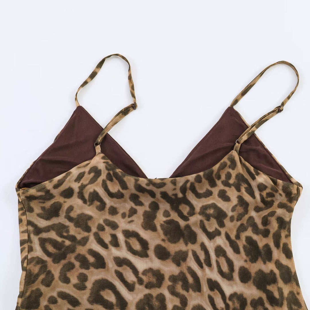 Damen Maxikleid mit elegantem Leo-Print und fließendem Schnitt Echo Archiv