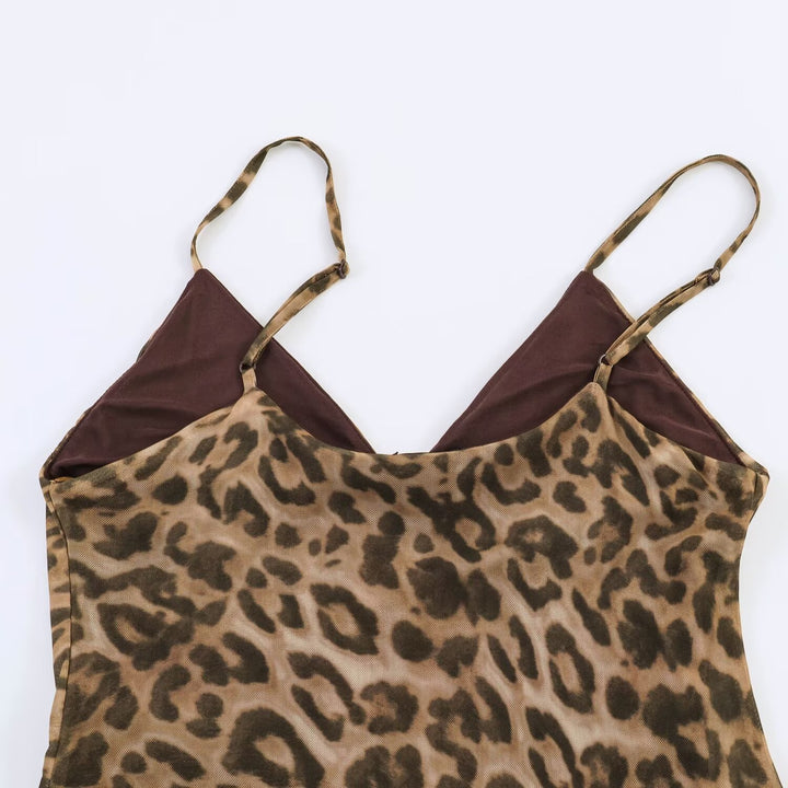 Damen Maxikleid mit elegantem Leo-Print und fließendem Schnitt Echo Archiv