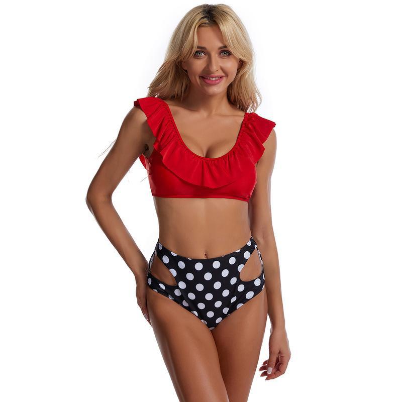 Damen Bikini-Set mit verspieltem Rüschendesign und hohem Hüftschnitt Echo Archiv