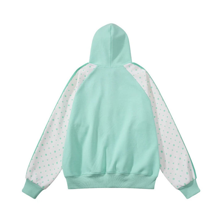 Damen Kapuzen‑Sweatjacke mit durchgehendem Reißverschluss, Raglanärmeln und Polka‑Dot‑Einsätzen Echoarchiv