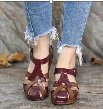 Damen Geflochtene geschlossene Komfort‑Sandalen mit verstellbarem Knöchelriemen – Sorelia