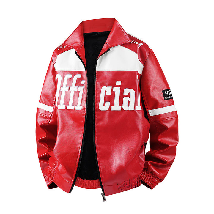 Herren Modische Kunstlederjacke mit Symbol-Design Echo Archiv