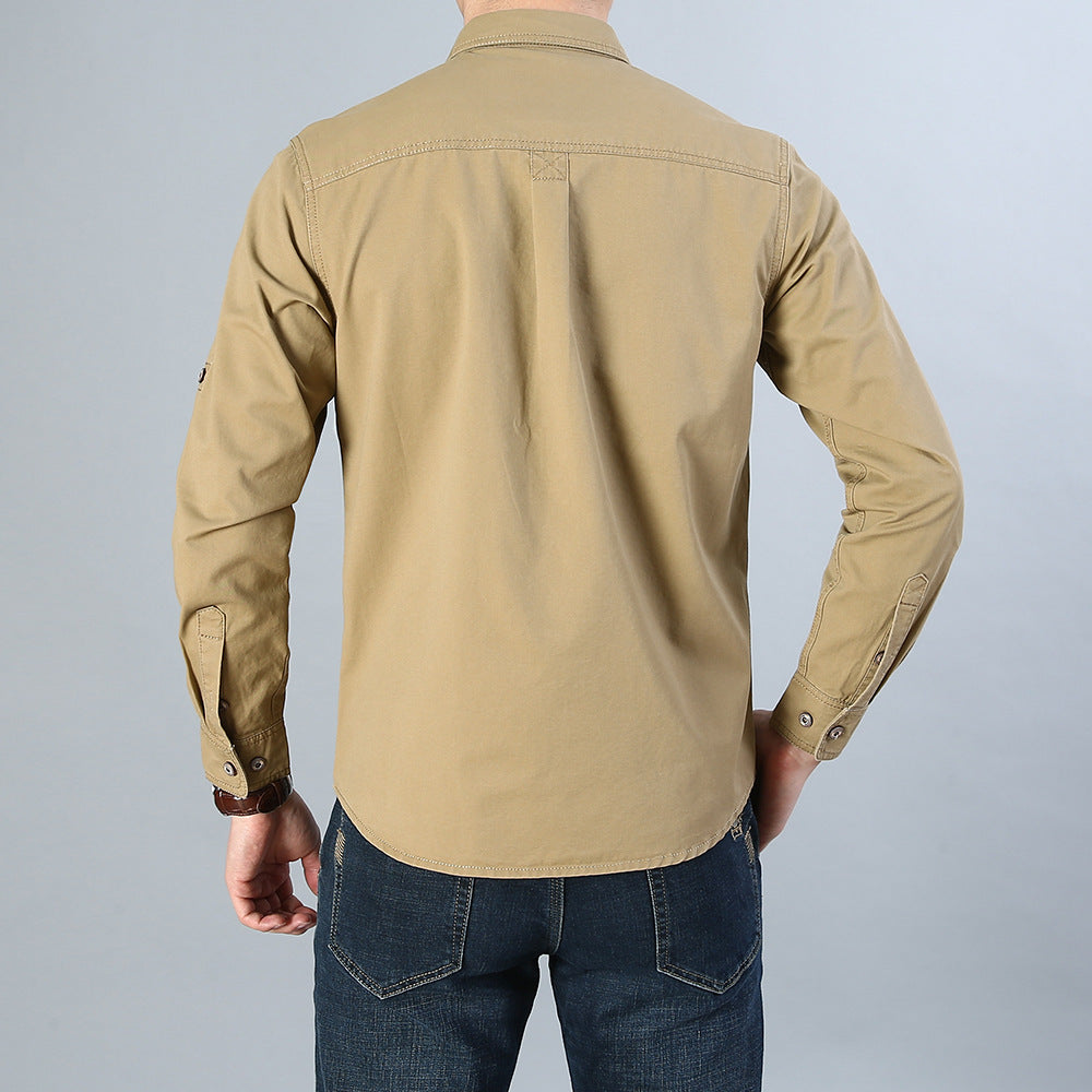 Herren Military-Hemd mit Brusttaschen, Ärmelrollfunktion und Off-Road-Print Echoarchiv